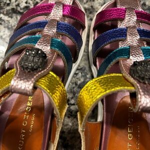 Kurt Geiger Pink and Blue Metallic Sandals